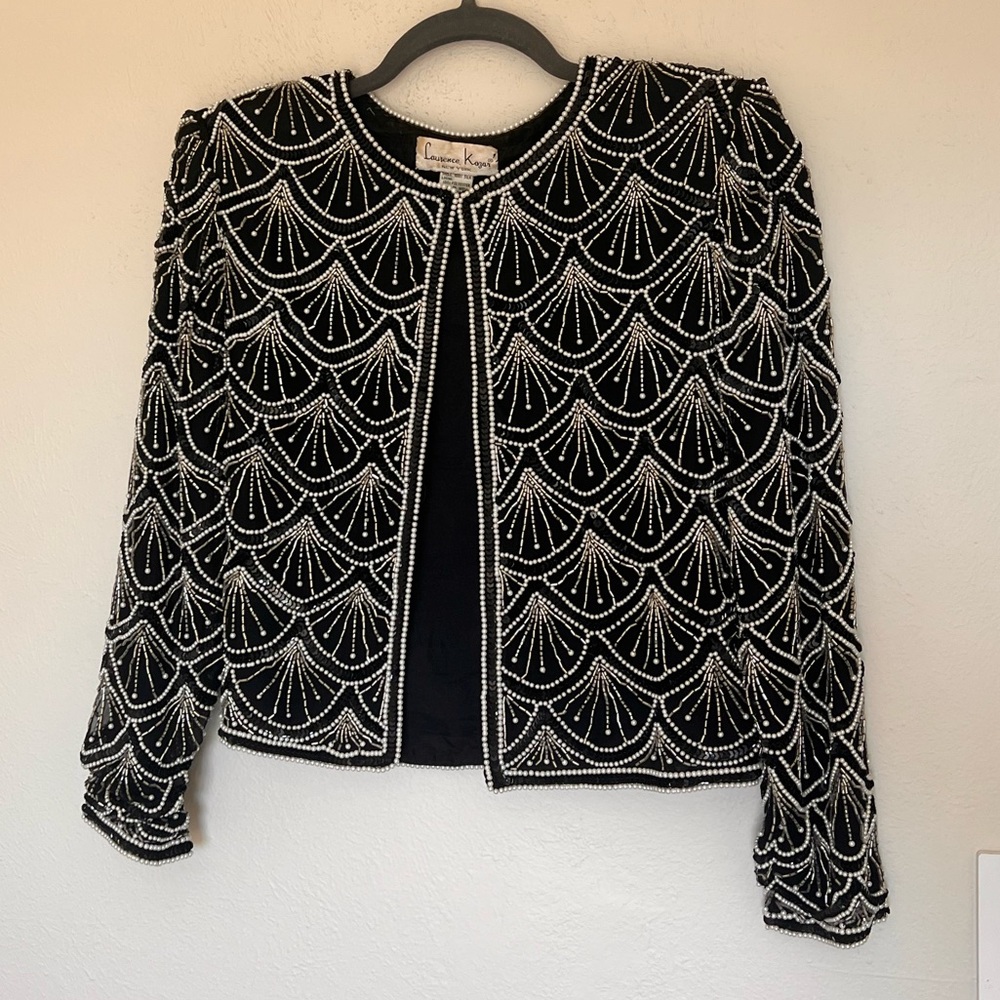 Vintage Laurence Kazar 100% Silk Beaded Jacket